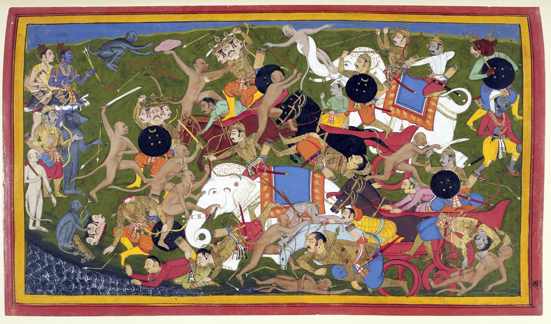 Battle at Lanka, Ramayana by Sahib Din